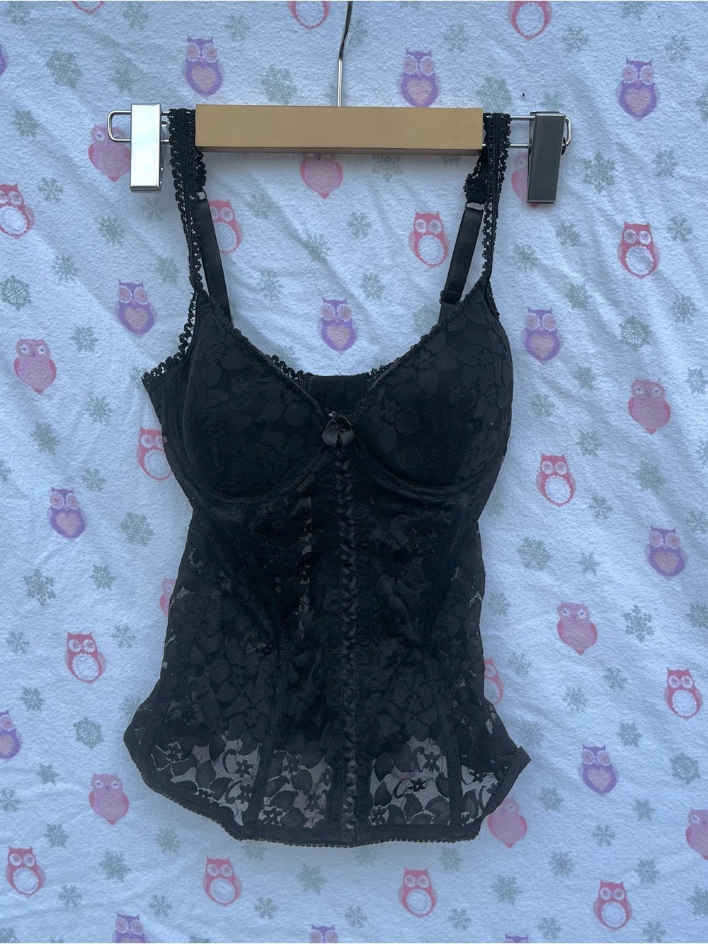 Black Lace Bustier Camisole - Women